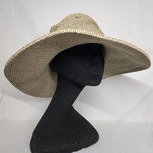 REI Womens OS 100% Straw Paper Floppy Sun Garden Hat Beige Weaved Beach